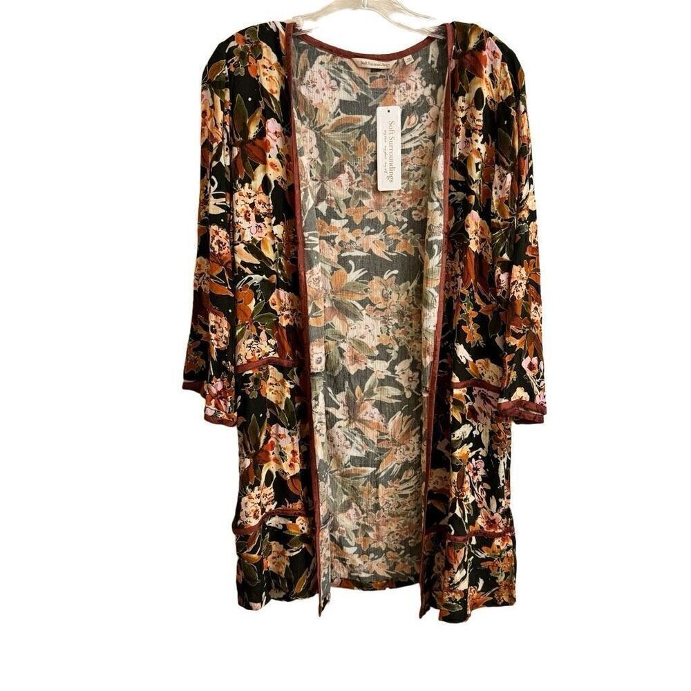Soft Surroundings Bramante Brow Bernadette Topper Floral Kimono Cardigan XS NEW
